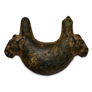 Western Asiatic Bronze Applique with Bulls Heads