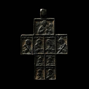 Byzantine Bronze Pendant with Saints