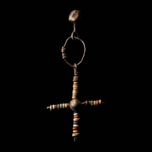 Viking Age Silver Cross Pendant with Beads