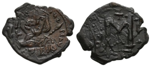 Tiberius III Apsimar AE 40 Nummi or Follis.