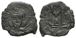 Tiberius III Apsimar AE 40 Nummi or Follis.