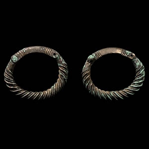 Neo-Elamite Silver Hinged Bracelet Pair