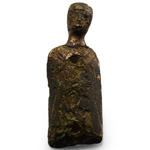 Medieval Enamelled Gilt Bronze Limoges Saint Figure