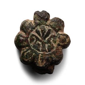 Medieval Enamelled Bronze Dagger Pommel