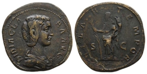 Reproduction of Didia Clara AE Sestertius.