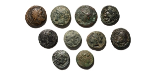  Group of Ten [10] AE Greek Coins.