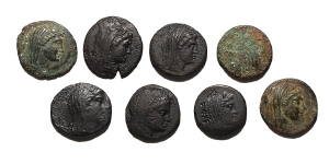 Group of Eight [8] AE Coins of Byzantion, Thrace.