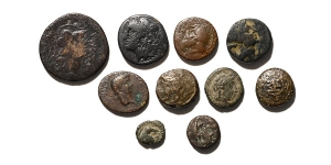 Group of Ten [10] AE Greek Coins.