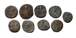 Group of Nine [9] AE Byzantine Coins.