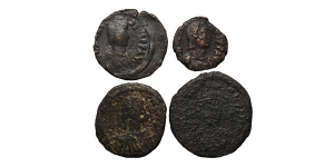 Group of Four [4] AE Byzantine Coins.