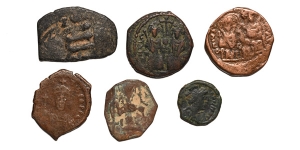 Group of Six [6] AE Byzantine coins.