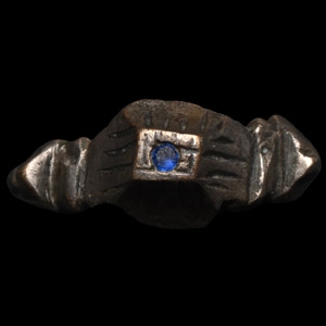 Byzantine Silver Ring with Blue Spinel Cabochon