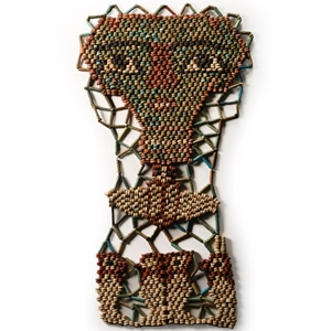 Egyptian Faience Mummy Beadwork Mask with Sons of Horus