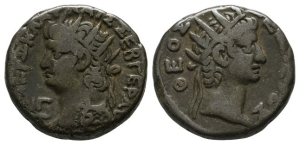 Nero, with Divus Augustus, BI Tetradrachm of Alexandria, Egypt.