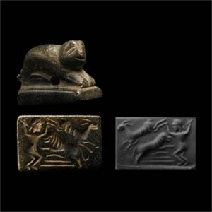 Anatolian Stone Stamp Seal with Hunting Scene