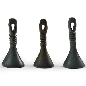 Bronze Age Set of Three Bronze Bell Pendants