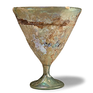 Late Roman Green Glass Footed Goblet