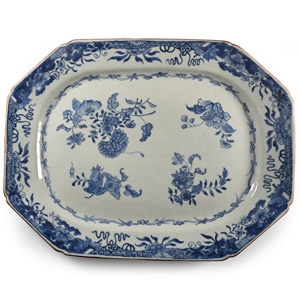 Chinese Blue and White Octagonal Platter