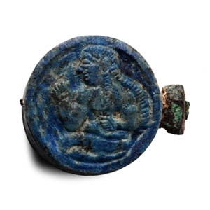 Bactrian Lapis Lazuli Pin Head with Figures