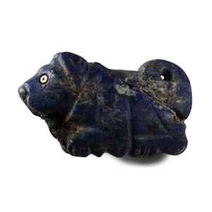 Bactrian Lapis Lazuli Recumbent Bull with Inlaid Eyes