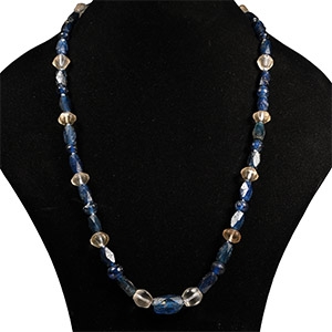 Roman Blue Cut-Glass and Rock Crystal Bead Necklace