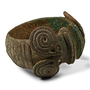 Heavy Bactrian Bronze Armband with Animal Terminals