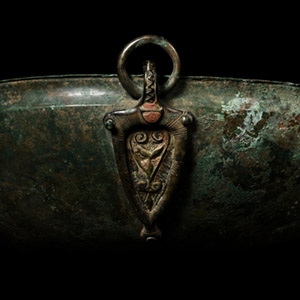 High-Status Ryedale Anglo-Saxon Bronze Hanging Bowl with Enamelled Chip-Carved Mounts
