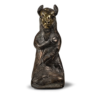 Proto-Elamite Silver-Gilt Kneeling Bull-Headed Anthropomorphic Deity