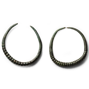 Bronze Age Ribbed Earring Pair