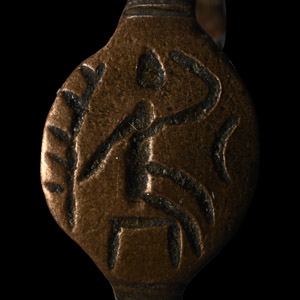 Parthian Bronze Ring with Seated Figure