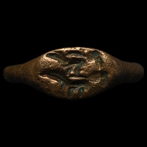 Roman Bronze Ring with Pair of Birds