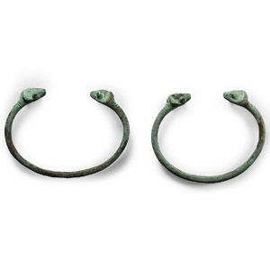 Achaemenid Ram-Headed Bronze Bracelet Pair