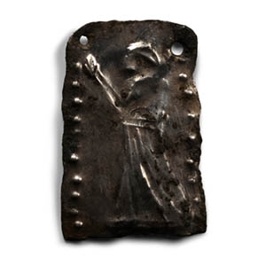 Assyrian Silver Plaque with Supplicant Figure