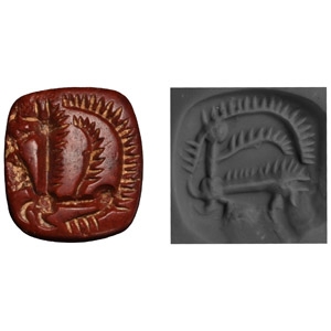 Western Asiatic Red Jasper Stamp Seal with Wolf