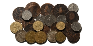 Group of Twenty-Five [25] Coins of France.