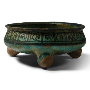 Kushan Decorated Blue Glazed Bowl