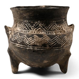 Azerbaijan Black Vessel with White Inlay