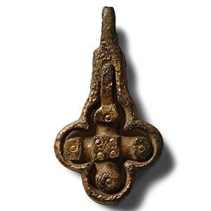 Medieval Knights Enamelled Gilt Bronze Heraldic Horse Harness Pendant