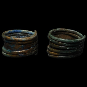 Viking Age Bronze Coiled Ring Pair