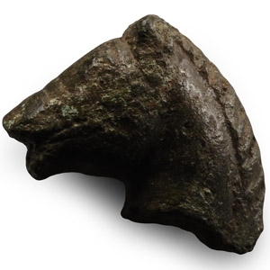Norman Bronze Romanesque Horse Head Terminal