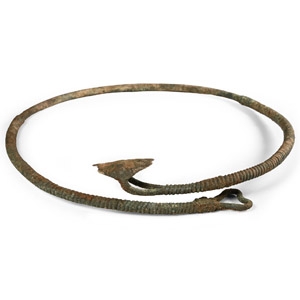 Large Viking Age Bronze Bar with Coiled Wire Neck Torc