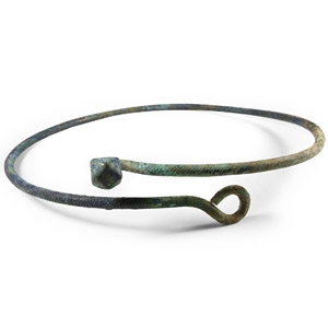 Large Viking Age Bronze Bar with Button Neck Torc