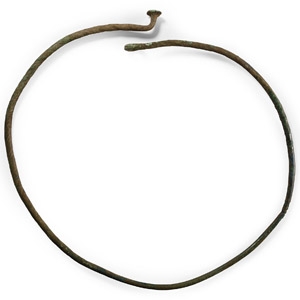 Viking Age Bronze Bar with Button Neck Torc