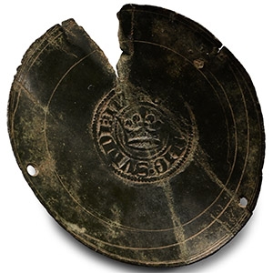 Medieval Bronze Coin Scales Pan Stamped with Die