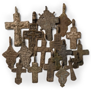 Post Byzantine Bronze Cross Pendant Collection