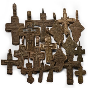 Post Byzantine Bronze Cross Pendant Collection