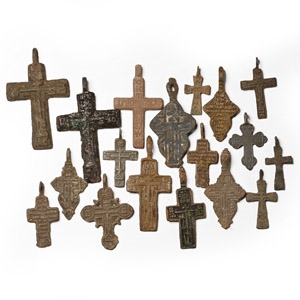 Post Byzantine Bronze Cross Pendant Collection