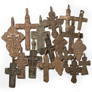 Post Byzantine Bronze Cross Pendant Collection