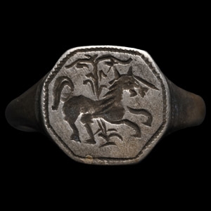Medieval Silver Ring with Horse