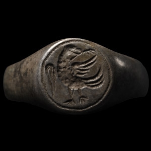 Medieval Silver Ring with Bird